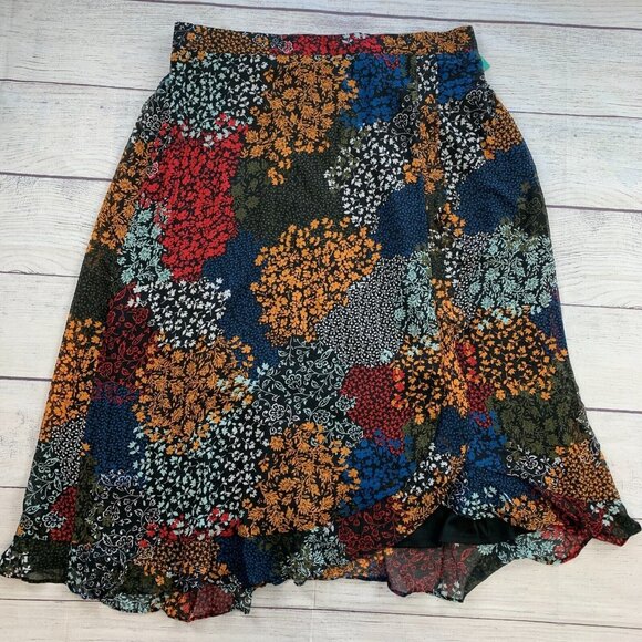 Maurices Midi Skirt sz 1X Faux Wrap Long Pull on Elastic Waist Floral New NWT - Picture 1 of 8
